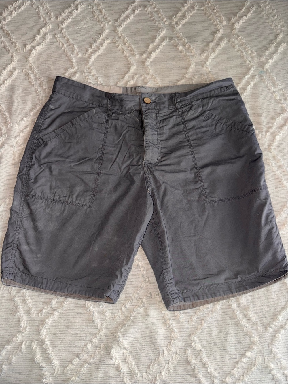 Men’s Reversible Gray Striped Shorts – Approx. 35” Waist - SO COOL UNIQUE